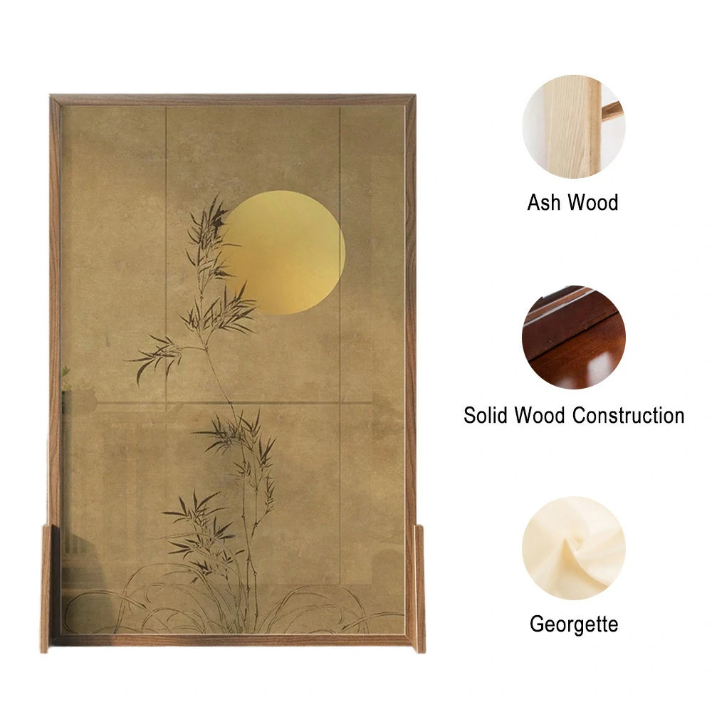 LIVARA Withered Leaf Pattern Screen Made Of Solid Wood White Wax Wood And Mongolian Pine Featuring Eastern Style Home Decor