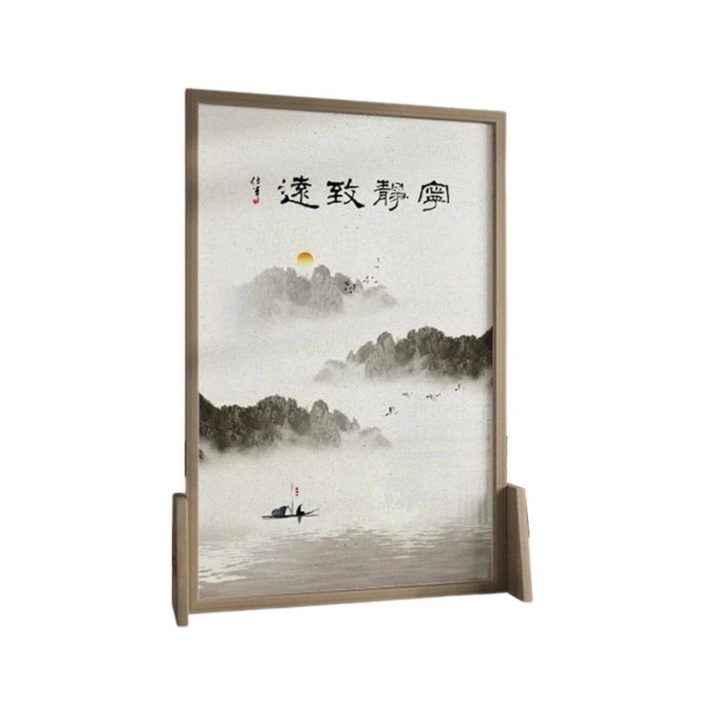 LIVARA Ink landscape Pattern Screen Made Of Solid Wood White Wax Wood And Mongolian Pine With An Eastern Style Home Decoration