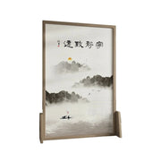 LIVARA Ink landscape Pattern Screen Made Of Solid Wood White Wax Wood And Mongolian Pine With An Eastern Style Home Decoration