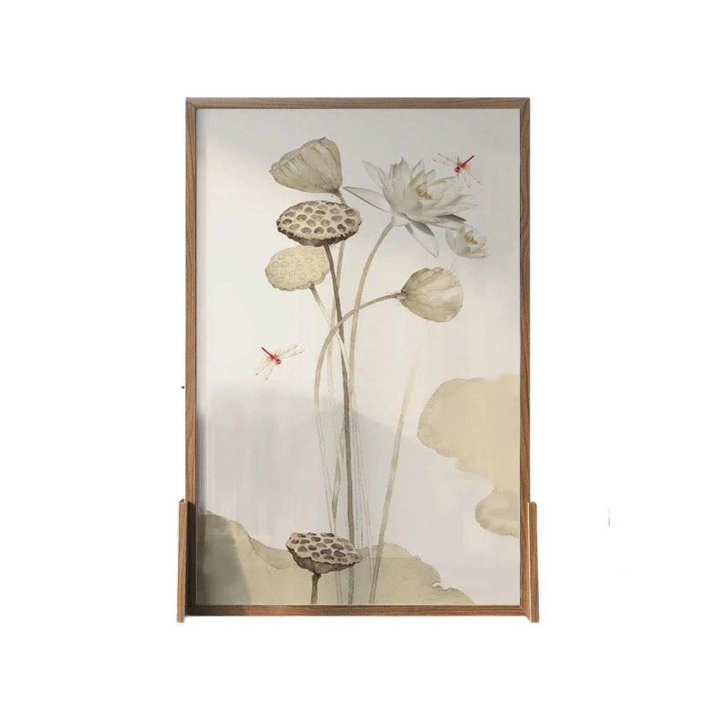 LIVARA lotus leaf Pattern Screen Made Of Solid Wood White Wax Wood And Mongolian Pine With An Eastern Style Home Decoration