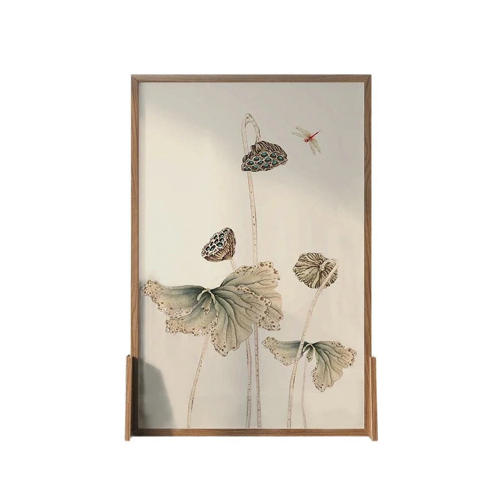 LIVARA lotus seedpod leaf Pattern Screen Made Of Solid Wood White Wax Wood And Mongolian Pine With An Eastern Style Home Decoration