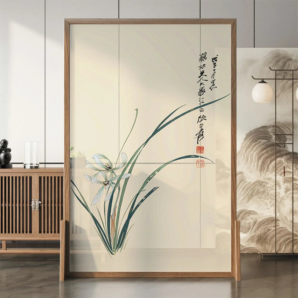 LIVARA flower leaf Pattern Screen Made Of Solid Wood White Wax Wood And Mongolian Pine With An Eastern Style Home Decoration