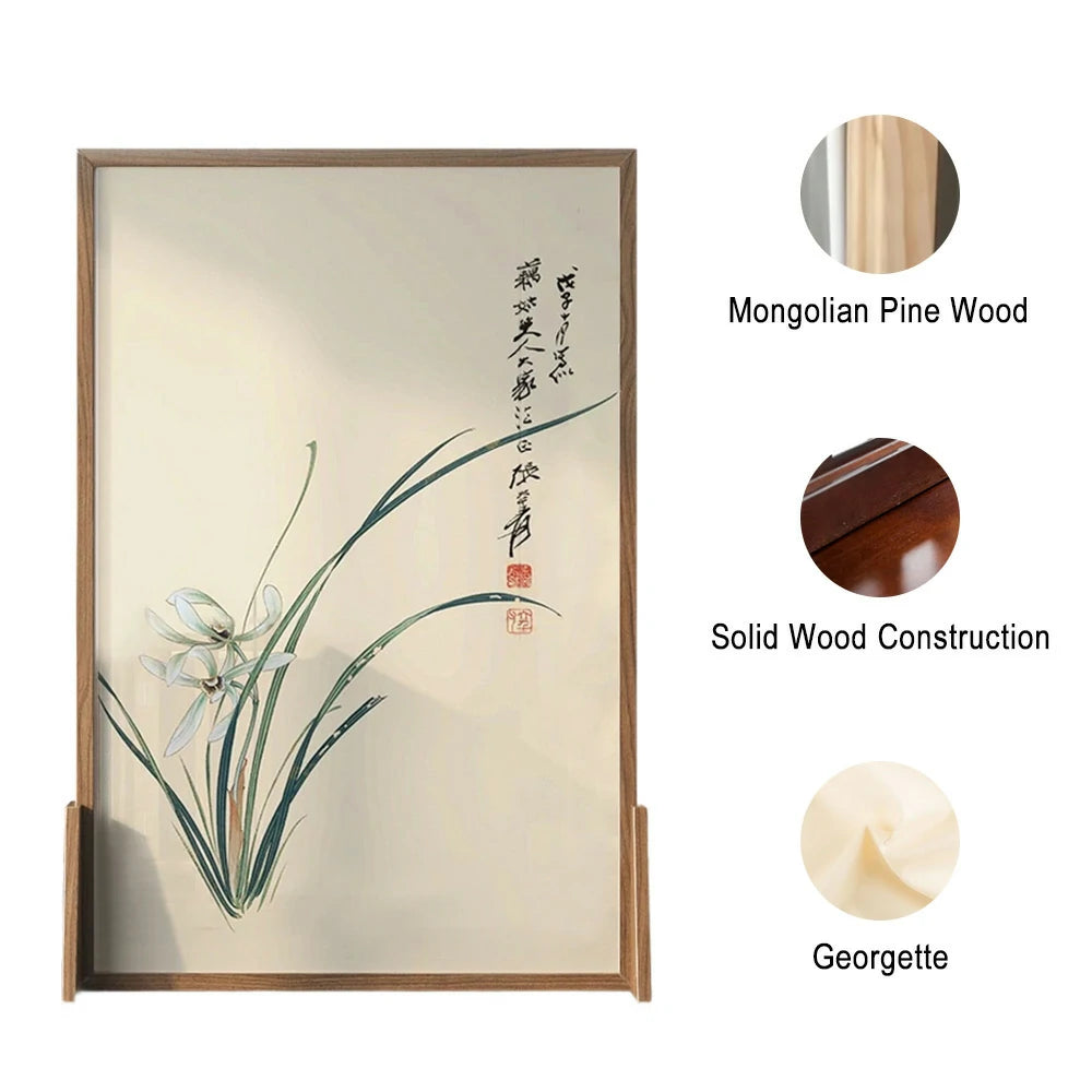 LIVARA flower leaf Pattern Screen Made Of Solid Wood White Wax Wood And Mongolian Pine With An Eastern Style Home Decoration