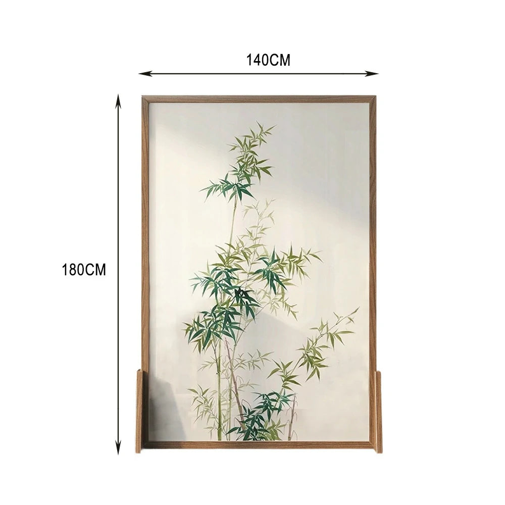 LIVARA Bamboo leaf Pattern Screen Made Of Solid Wood White Wax Wood And Mongolian Pine With An Eastern Style Home Decoration