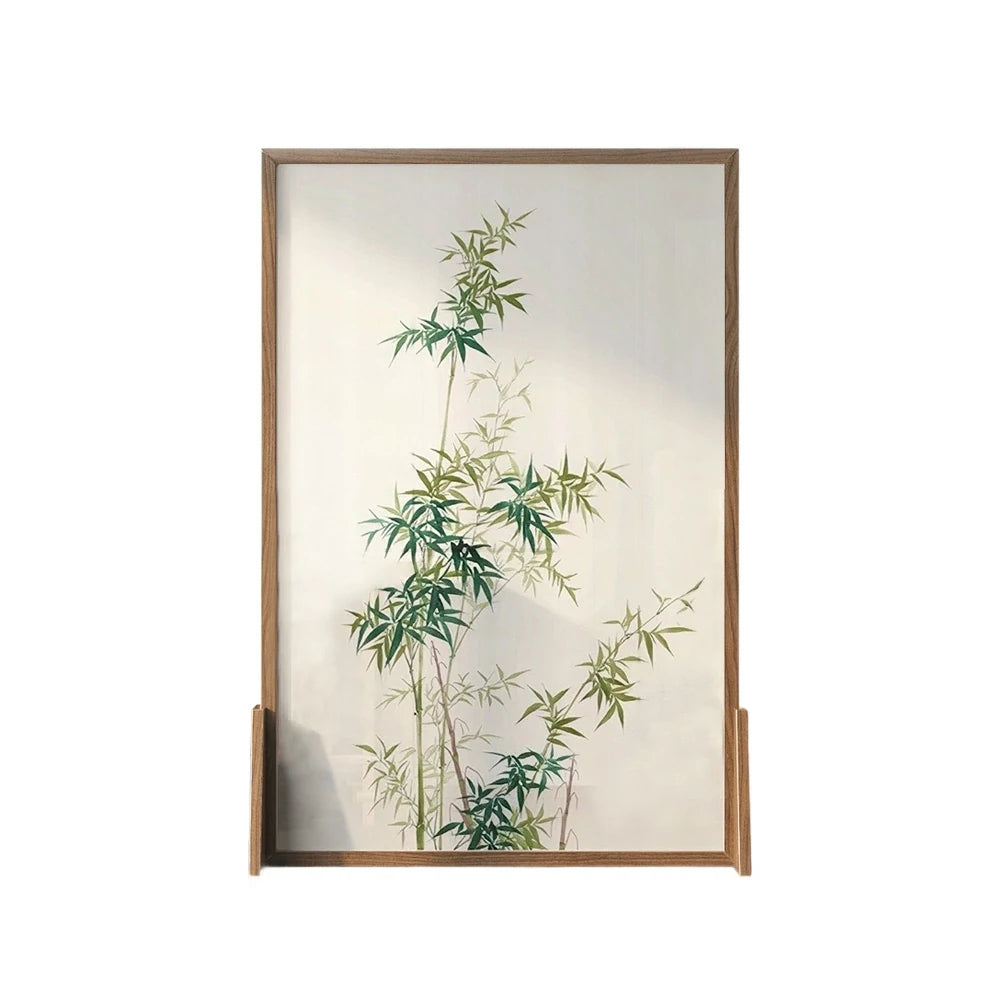 LIVARA Bamboo leaf Pattern Screen Made Of Solid Wood White Wax Wood And Mongolian Pine With An Eastern Style Home Decoration