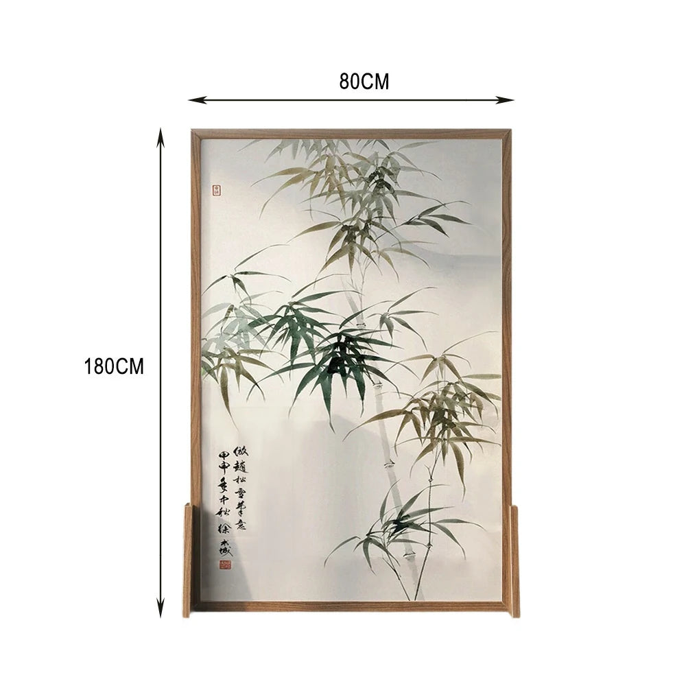 LIVARA Green leaf Pattern Screen Made Of Solid Wood White Wax Wood And Mongolian Pine With An Eastern Style Home Decoration