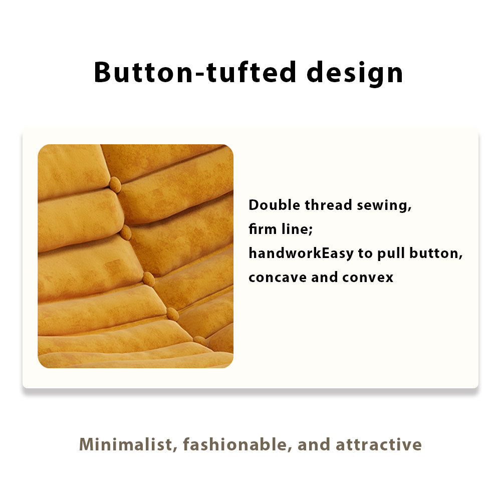 LIVARA B001 84/90/130/160CM Length Yellow Minimalist Style Dual-Layer High-Resilience Foam Compressed Sofa