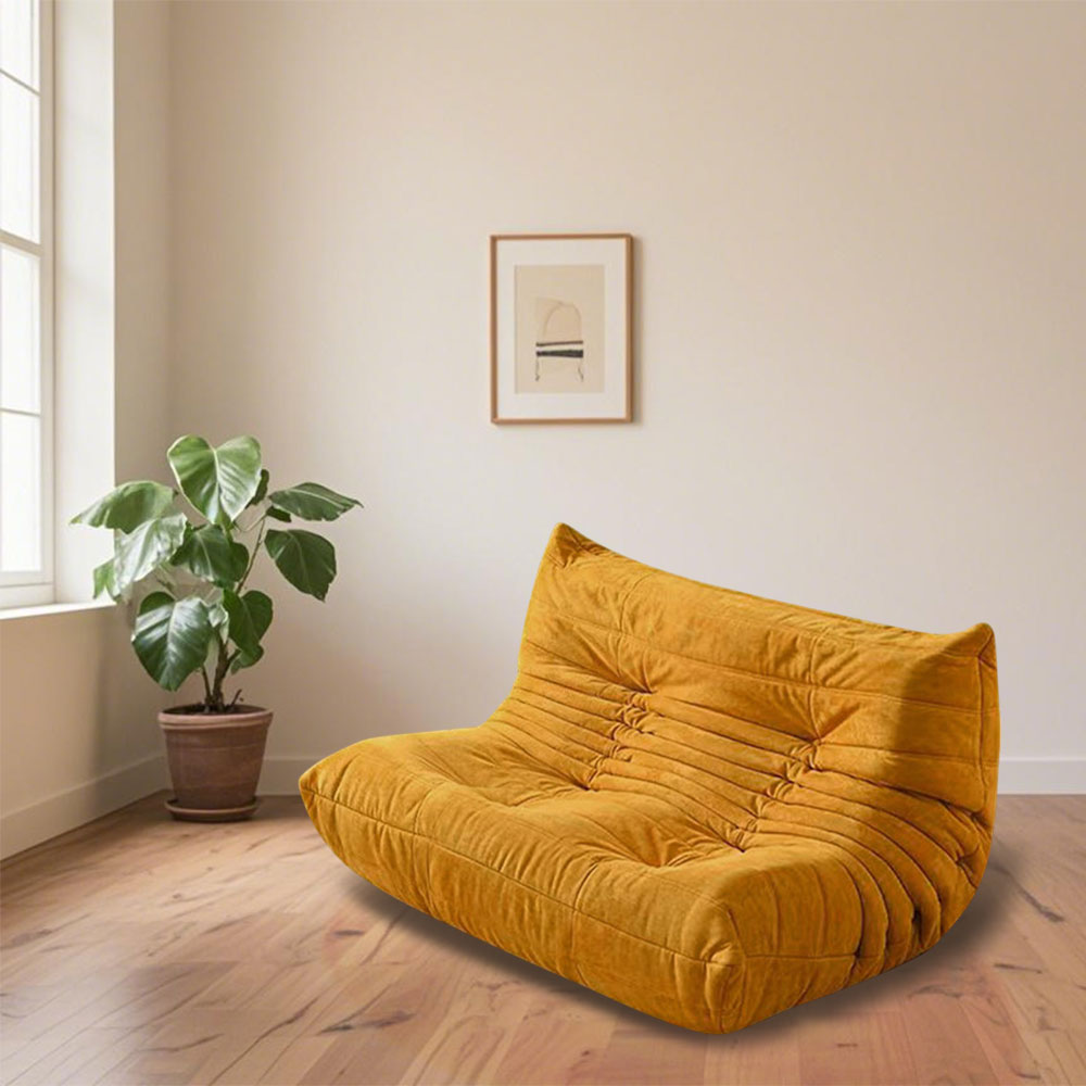 LIVARA B001 84/90/130/160CM Length Yellow Minimalist Style Dual-Layer High-Resilience Foam Compressed Sofa