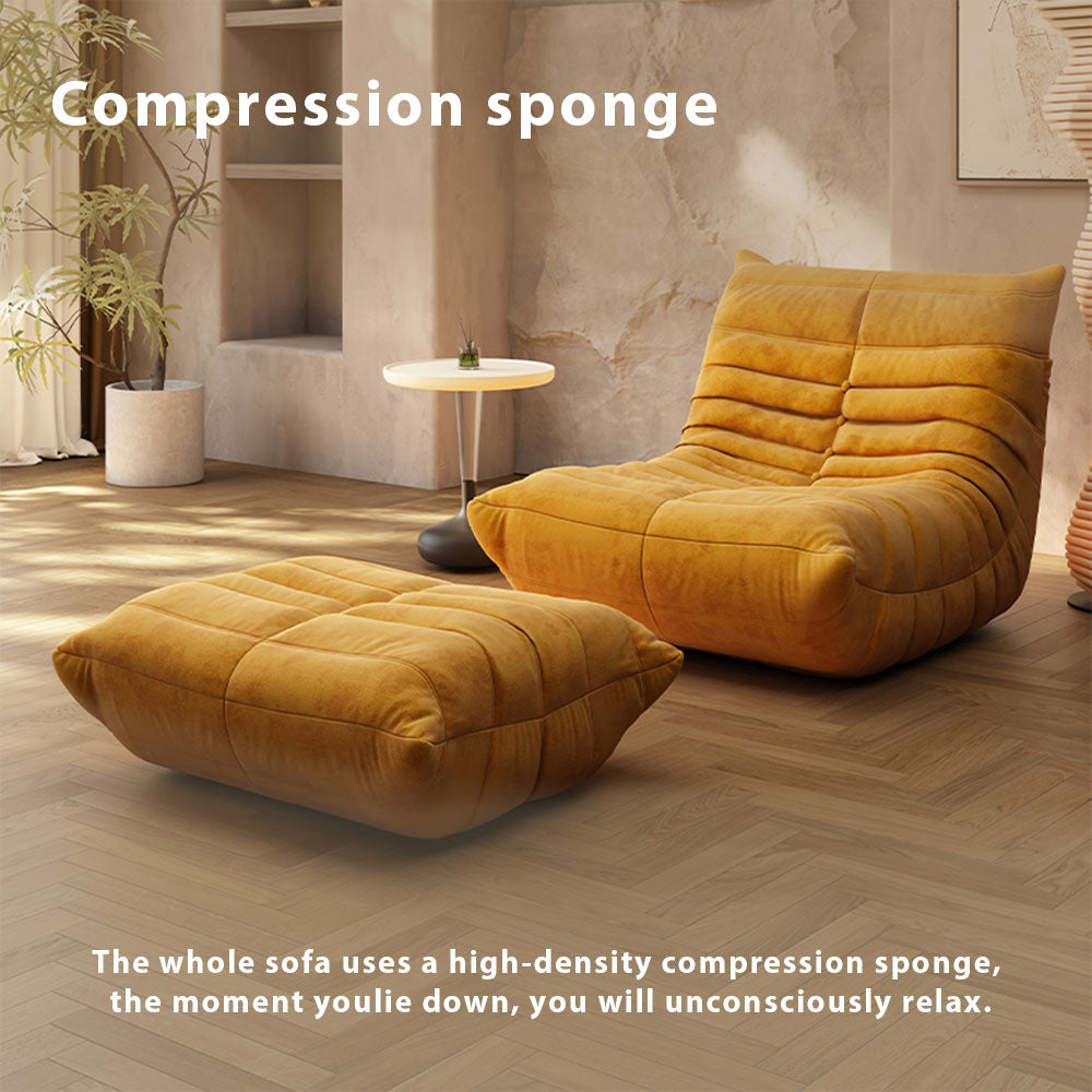 LIVARA B001 84/90/130/160CM Length Yellow Minimalist Style Dual-Layer High-Resilience Foam Compressed Sofa
