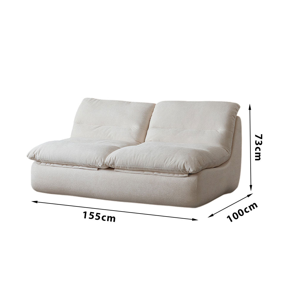 LIVARA B003 80/155CM Length Yellow&White Minimalist Style Dual-Layer High-Resilience Foam Compressed Sofa