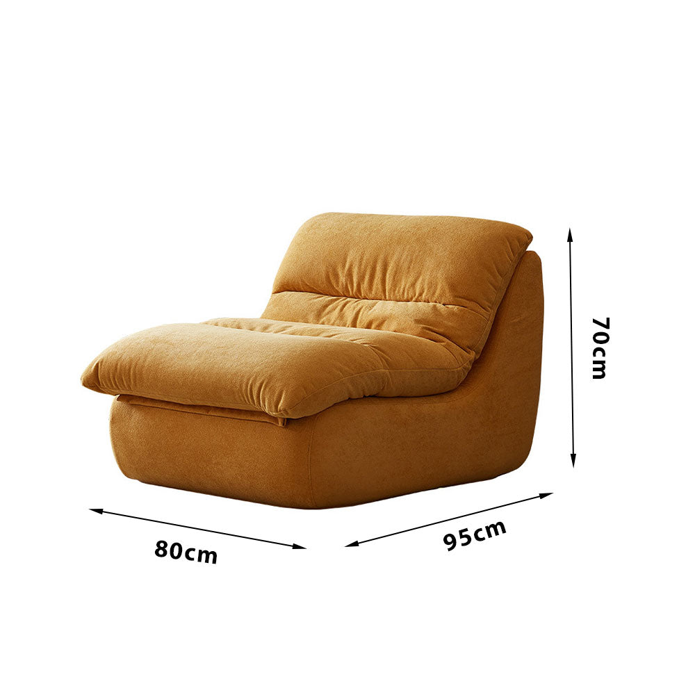 LIVARA B003 80/155CM Length Yellow&White Minimalist Style Dual-Layer High-Resilience Foam Compressed Sofa