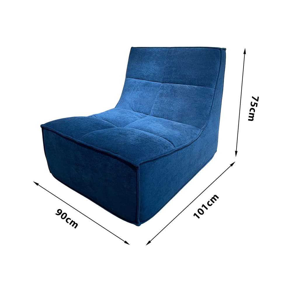 LIVARA B004 90CM Length Blue Dual-Layer High-Resilience Foam Compressed Sofa