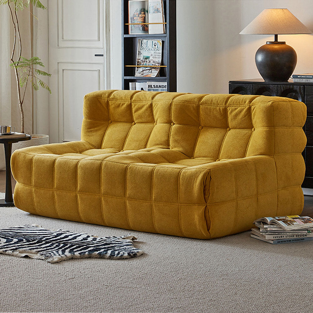 LIVARA B006 80/160CM Length Blue&Yellow Minimalist Style Dual-Layer High-Resilience Foam Compressed Sofa