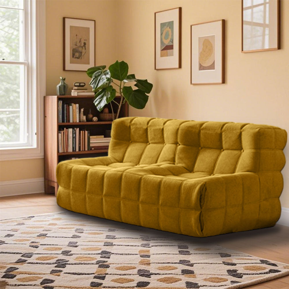 LIVARA B006 80/160CM Length Blue&Yellow Minimalist Style Dual-Layer High-Resilience Foam Compressed Sofa