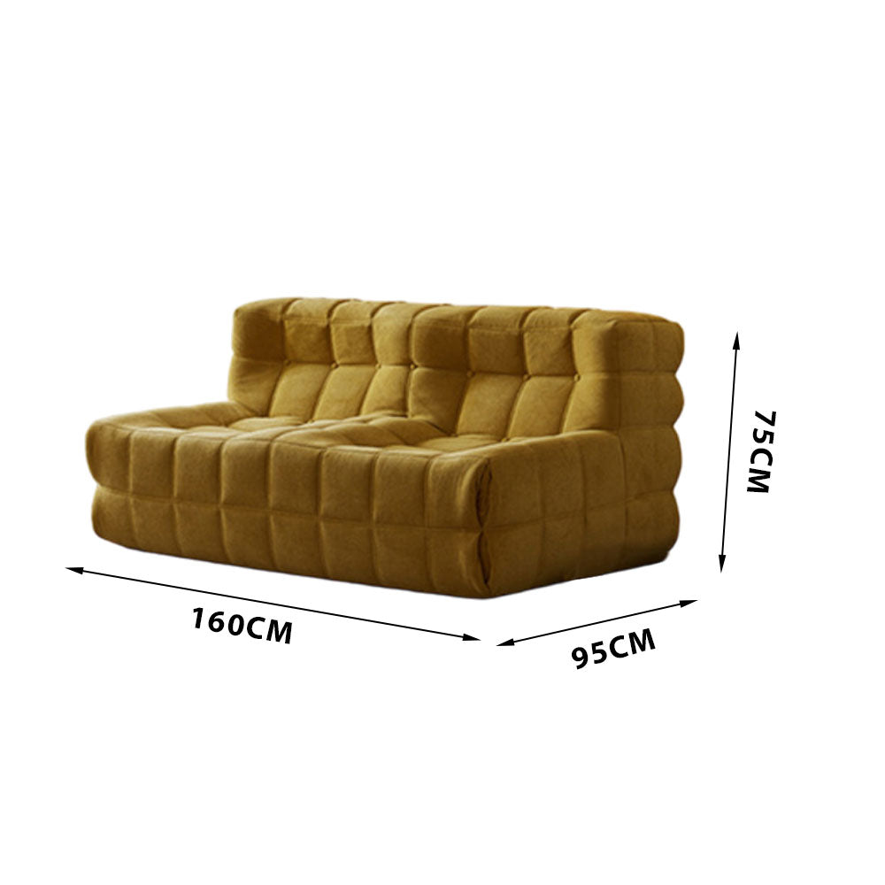 LIVARA B006 80/160CM Length Blue&Yellow Minimalist Style Dual-Layer High-Resilience Foam Compressed Sofa