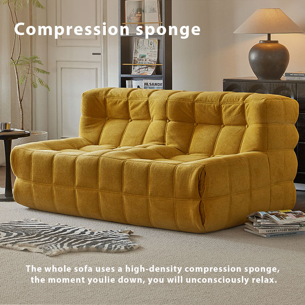 LIVARA B006 80/160CM Length Blue&Yellow Minimalist Style Dual-Layer High-Resilience Foam Compressed Sofa
