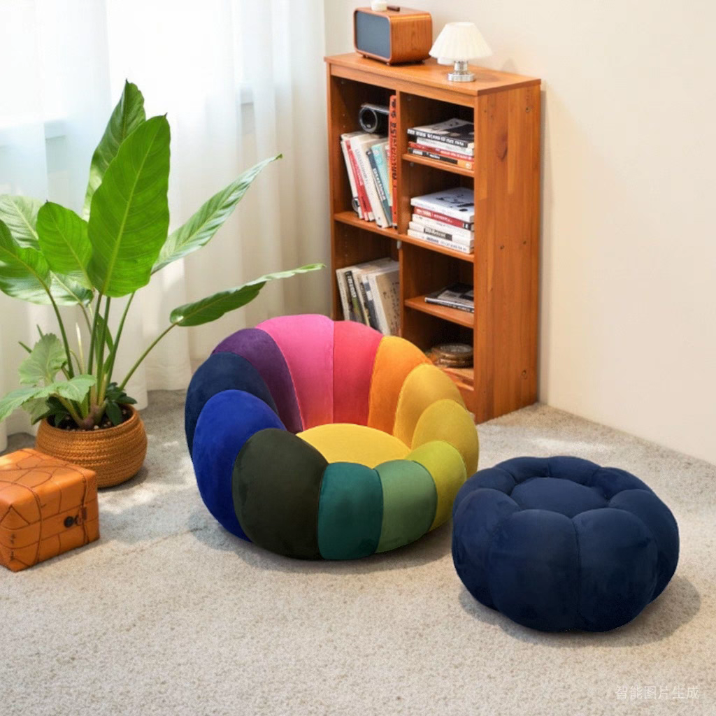 LIVARA B010 102CM Length Pink&Colorful Minimalist Style Dual-Layer High-Resilience Foam Compressed Sofa