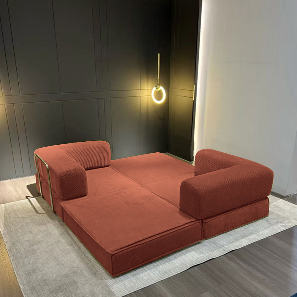 LIVARA B101 180/200/300cm Length Compressed Sofa Bed Corduroy Fabric Stainless Steel Frame