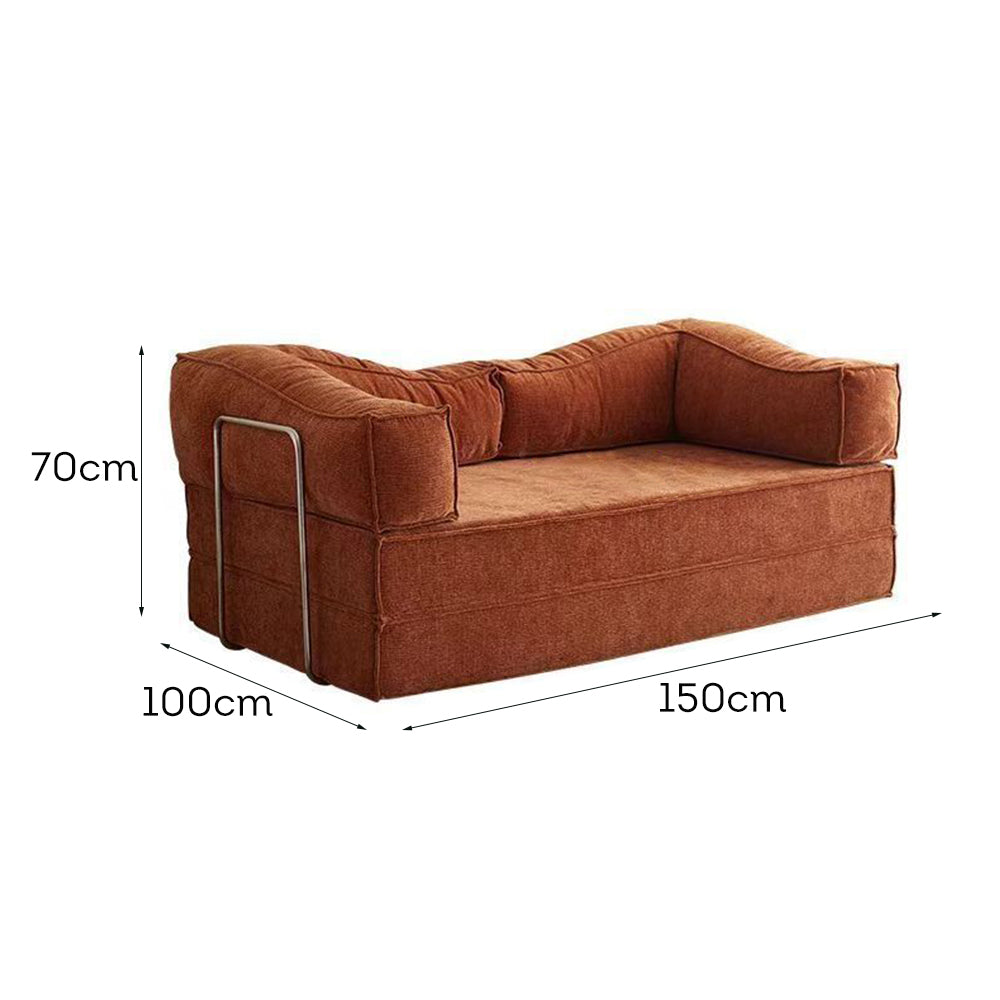LIVARA B102 150cm Length Compressed Sofa Bed Corduroy Fabric Stainless Steel Frame