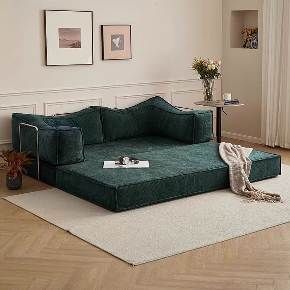LIVARA B102 150cm Length Compressed Sofa Bed Corduroy Fabric Stainless Steel Frame