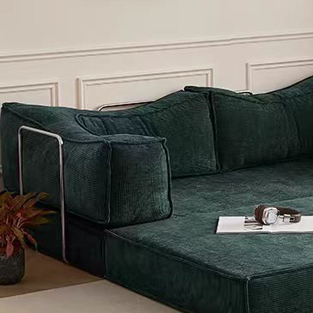 LIVARA B102 150cm Length Compressed Sofa Bed Corduroy Fabric Stainless Steel Frame