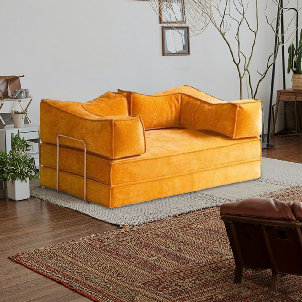 LIVARA B102 150cm Length Compressed Sofa Bed Corduroy Fabric Stainless Steel Frame