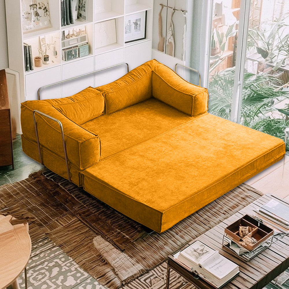 LIVARA B102 150cm Length Compressed Sofa Bed Corduroy Fabric Stainless Steel Frame