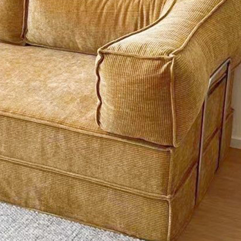 LIVARA B102 150cm Length Compressed Sofa Bed Corduroy Fabric Stainless Steel Frame