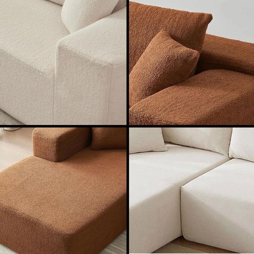 LIVARA B202 200CM Length White&Caramel Dual-Layer High-Resilience Foam Compressed Sofa