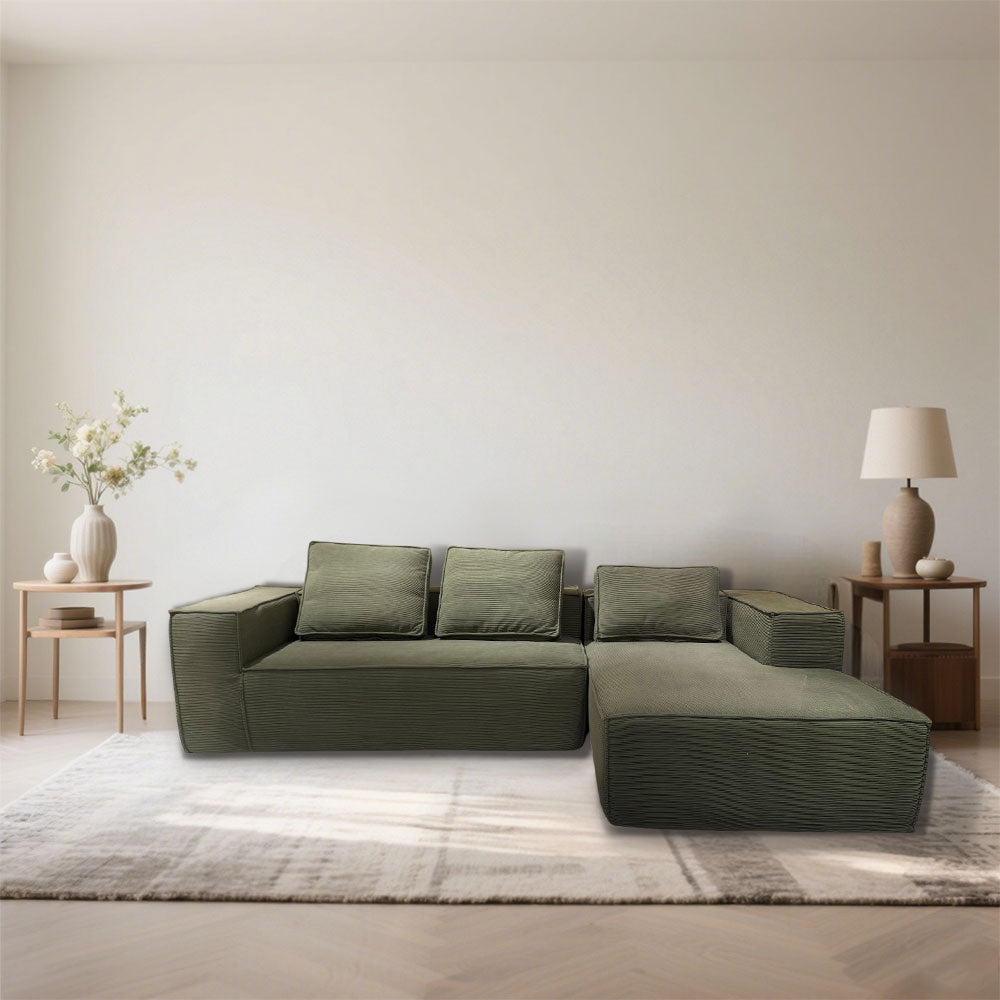LIVARA B203 275/300CM Length Green Minimalist Style Dual-Layer High-Resilience Foam Compressed Sofa
