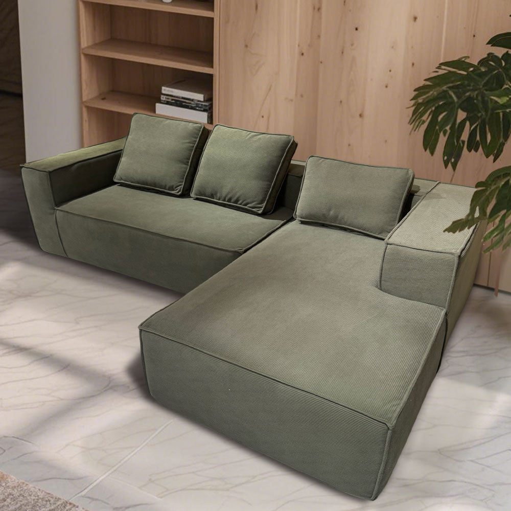 LIVARA B203 275/300CM Length Green Minimalist Style Dual-Layer High-Resilience Foam Compressed Sofa