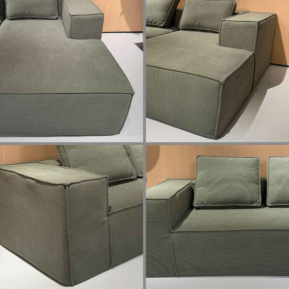 LIVARA B203 275/300CM Length Green Minimalist Style Dual-Layer High-Resilience Foam Compressed Sofa