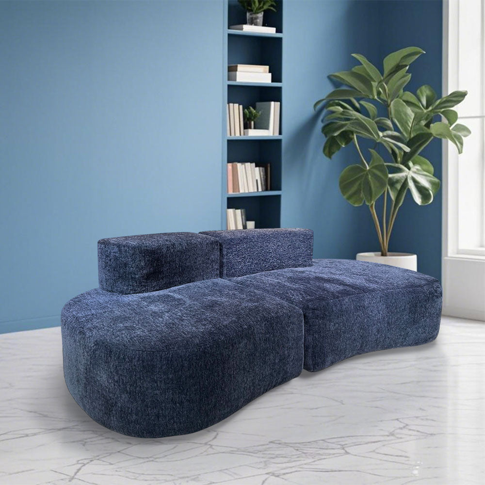 LIVARA B301 240CM Length Blue&Orange+Grey Minimalist Style Dual-Layer High-Resilience Foam Compressed Sofa