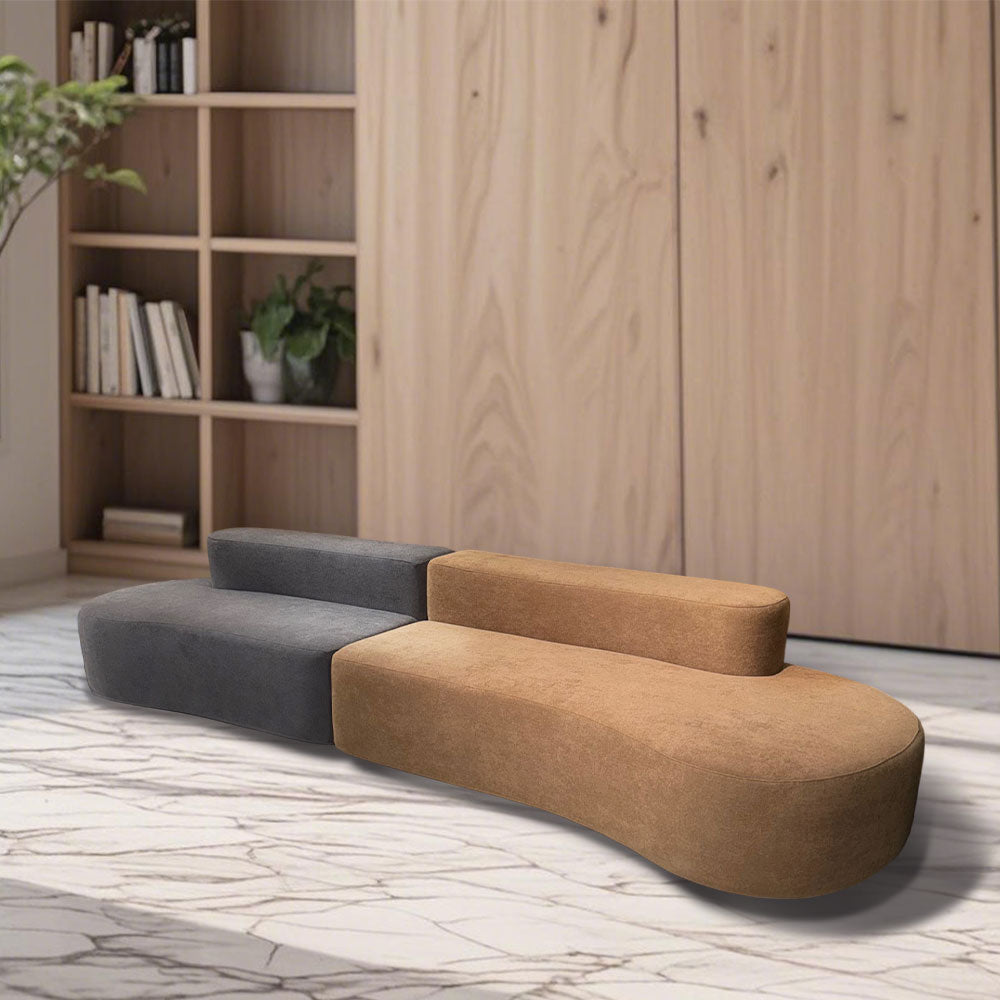 LIVARA B301 240CM Length Blue&Orange+Grey Minimalist Style Dual-Layer High-Resilience Foam Compressed Sofa