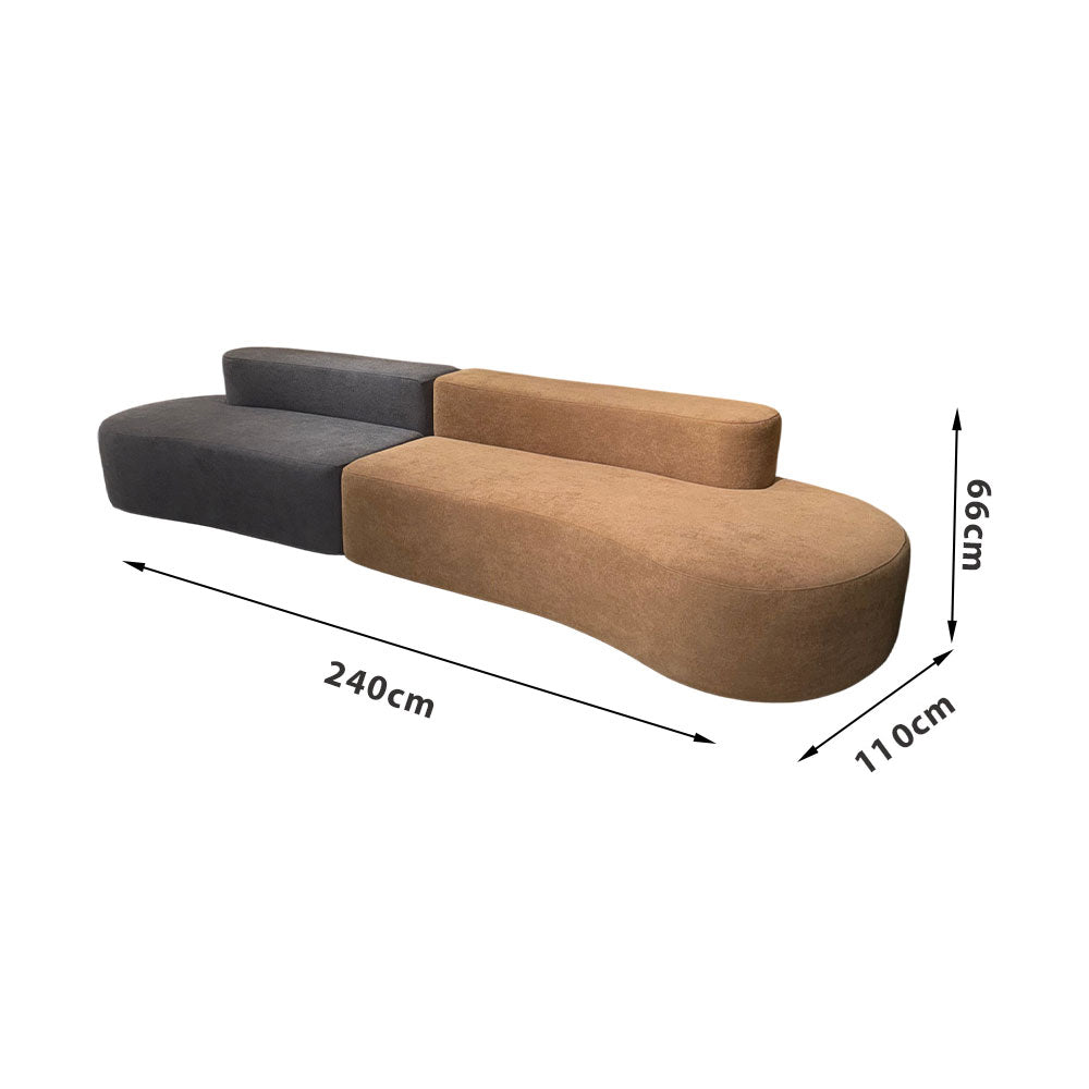 LIVARA B301 240CM Length Blue&Orange+Grey Minimalist Style Dual-Layer High-Resilience Foam Compressed Sofa