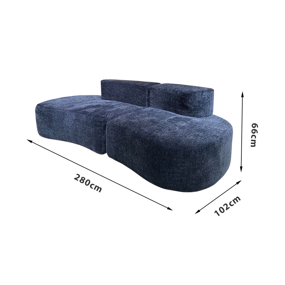 LIVARA B301 240CM Length Blue&Orange+Grey Minimalist Style Dual-Layer High-Resilience Foam Compressed Sofa