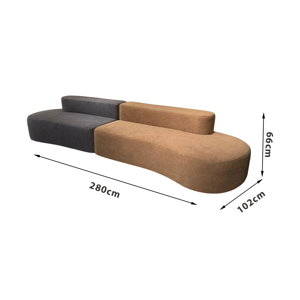LIVARA B301 240CM Length Blue&Orange+Grey Minimalist Style Dual-Layer High-Resilience Foam Compressed Sofa