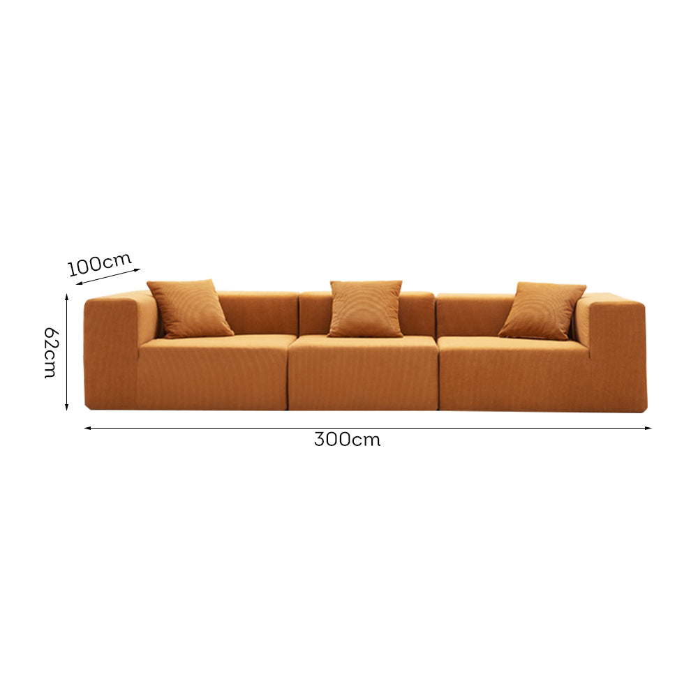 LIVARA B309 300cm Length Compressed Sofa Plush Comfort Frameless Construction Design - Caramel