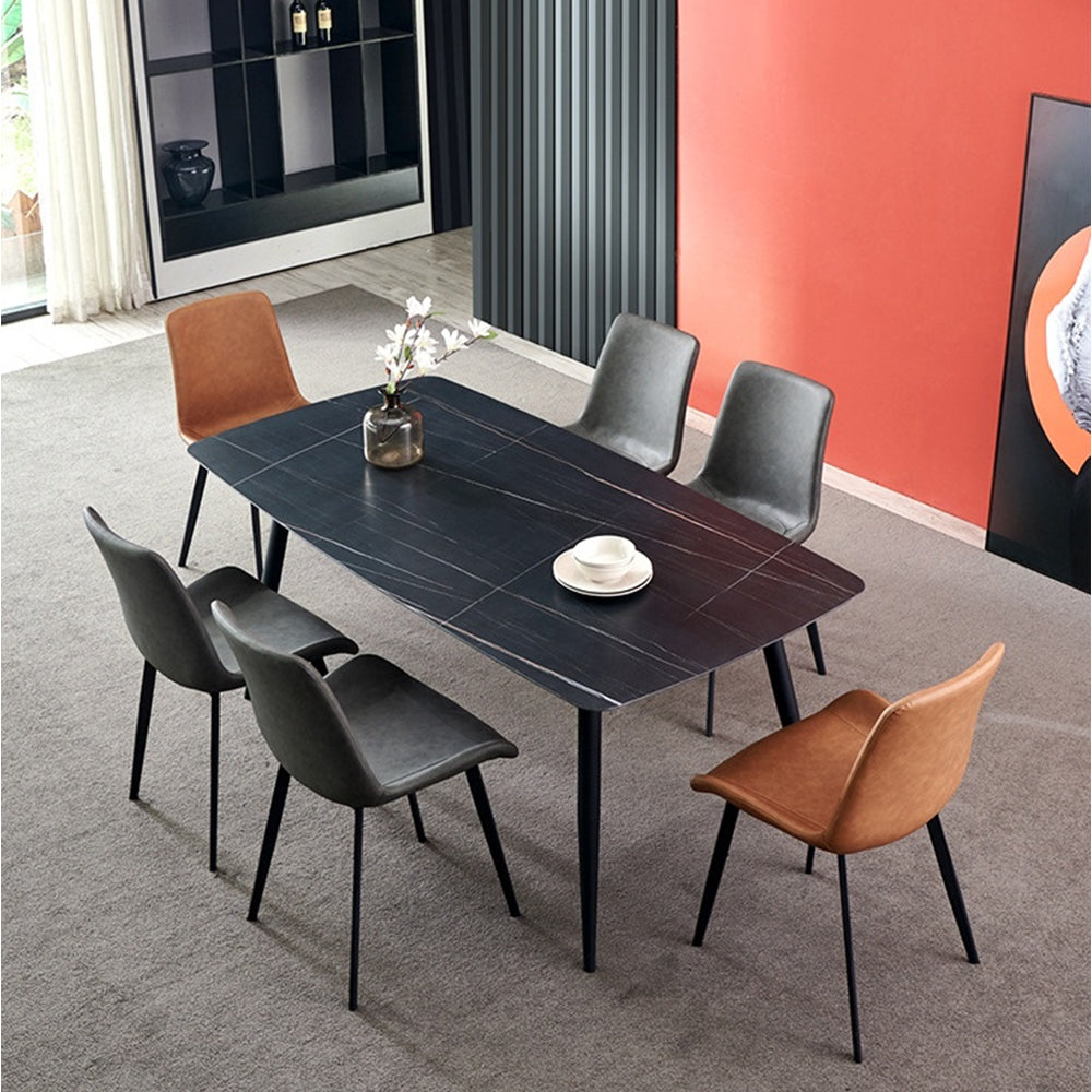 LIVARA DC1002 Faux Leather Fabric Dining Chair Wrought Iron Legs