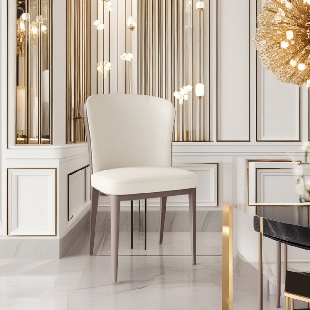 LIVARA DC1005 Faux Leather Fabric Dining Chair Carbon Steel Legs