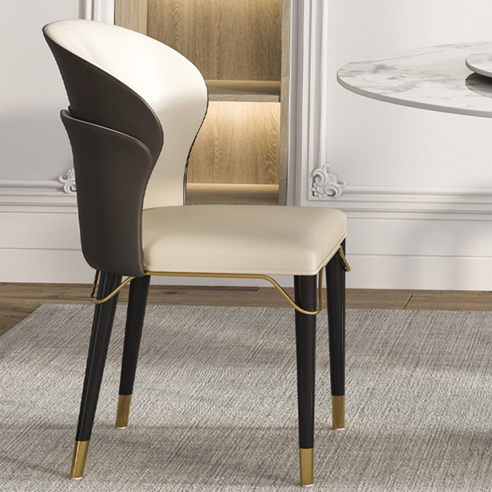 LIVARA DC1007 Faux Leather Fabric Dining Chair Solid Wood Frame