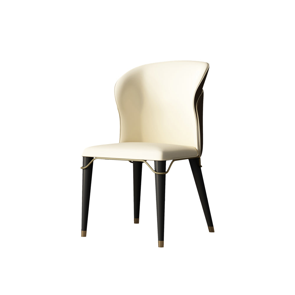 LIVARA DC1007 Faux Leather Fabric Dining Chair Solid Wood Frame