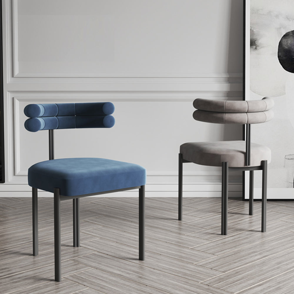 LIVARA DC1008 Velour Fabric Dining Chair Carbon Steel Legs