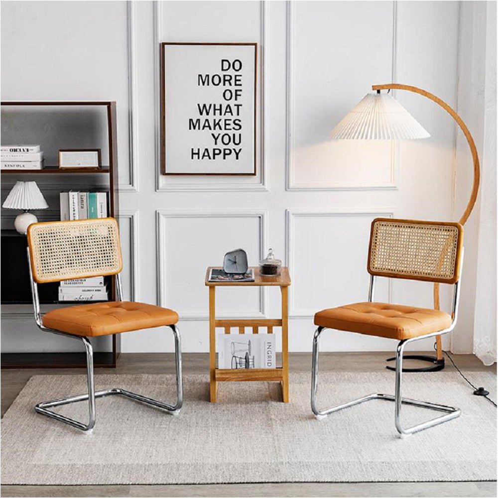 LIVARA DC1012 Rattan Backrest Dining Chair Stainless Steel Legs