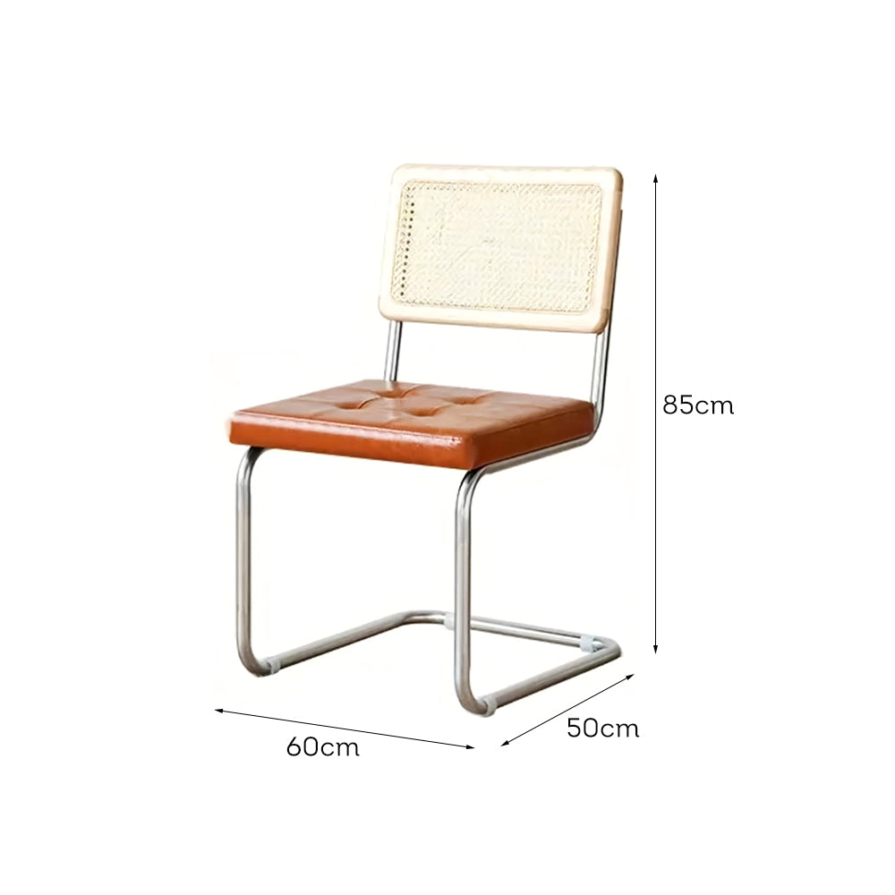 LIVARA DC1012 Rattan Backrest Dining Chair Stainless Steel Legs