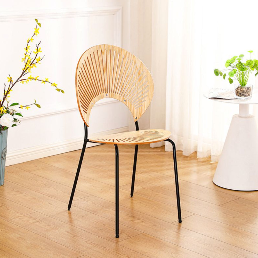 LIVARA DC1013 Shell-shaped Backrest Dining Chair Stainless Steel Legs