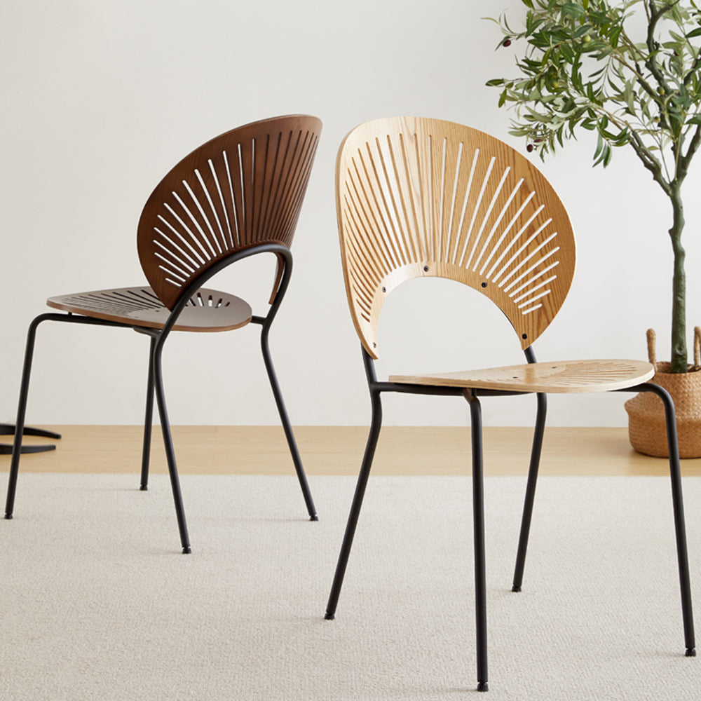 LIVARA DC1013 Shell-shaped Backrest Dining Chair Stainless Steel Legs