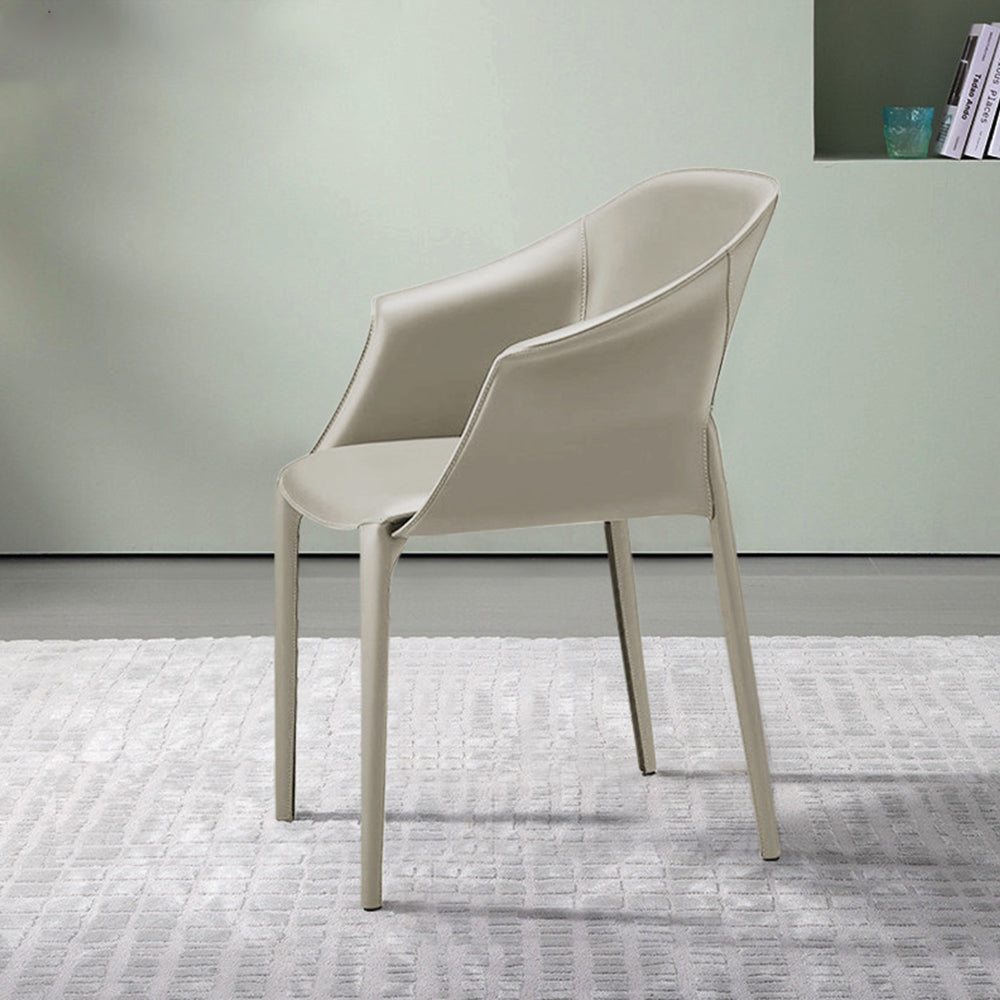 LIVARA DC1015 Saddle Leather Dining Chair Wrought Iron Legs