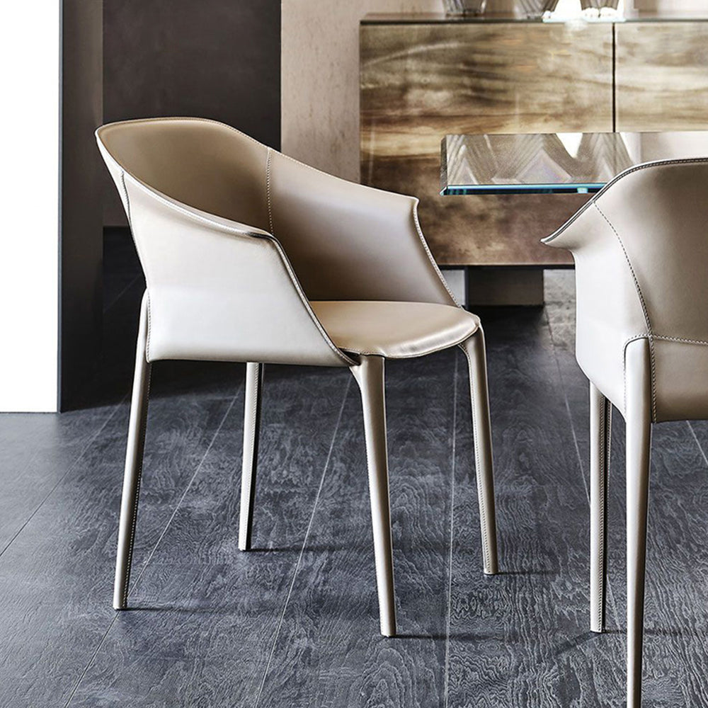 LIVARA DC1015 Saddle Leather Dining Chair Wrought Iron Legs