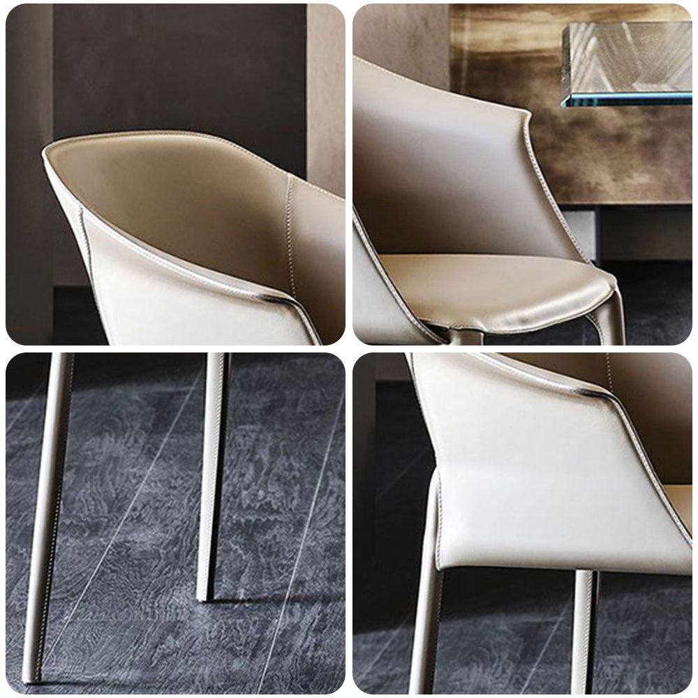 LIVARA DC1015 Saddle Leather Dining Chair Wrought Iron Legs